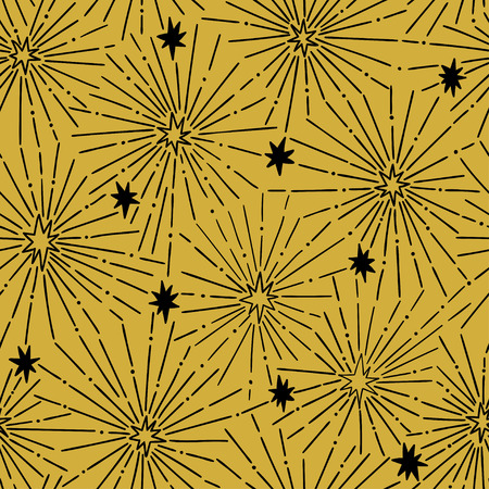 Hand-drawn seamless pattern with decorative stars. Vector illustration.の写真素材