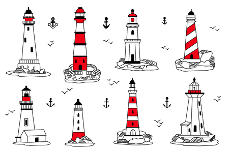 Vector lighthouses icon setの写真素材