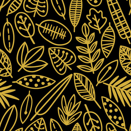 Cute vector leaf seamless pattern. Elegant beautiful nature ornament for fabric, wrapping and textile. Scrapbook black and white paperの写真素材