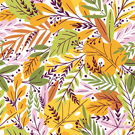 Bright tropical leaf seamless pattern. Vector illustrationの写真素材