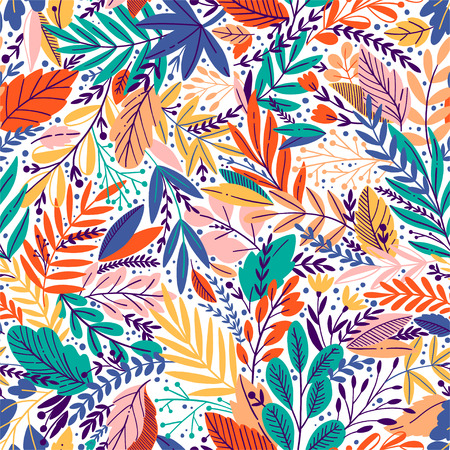 Bright tropical leaf seamless pattern. Vector illustrationの写真素材