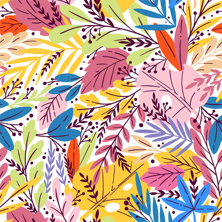 Bright tropical leaf seamless pattern. Vector illustrationの写真素材