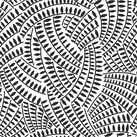 Hand drawn seamless pattern. Abstract vector repeating illustration, decorative ornamental stylized endless leaves.の写真素材