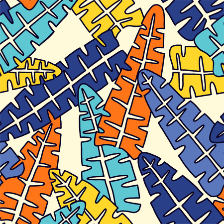 Seamless pattern of Tropical palms leaves. Exotic creative universal floral pattern. Design for poster, card, invitation, placard, flyer, textile.Vector Illustration.の写真素材