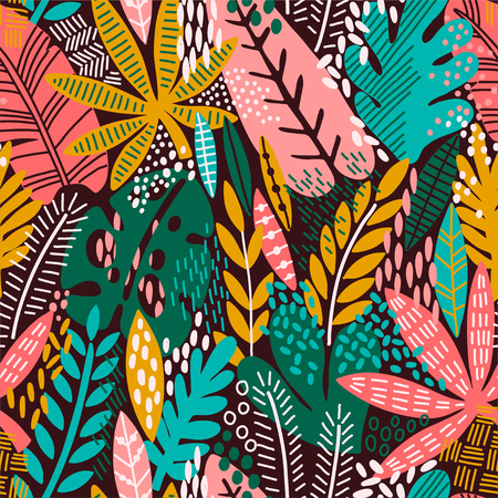 Bright tropical leaf seamless pattern.の写真素材
