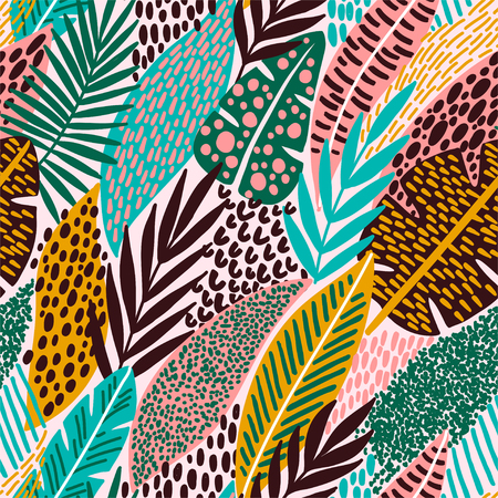 Bright tropical leaf seamless pattern.の写真素材