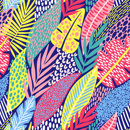 Bright tropical leaf seamless pattern.の写真素材
