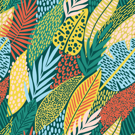 Bright tropical leaf seamless pattern.の写真素材