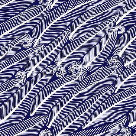 Feather seamless pattern. Hand drawn vector background with feathers. Decorative design.の写真素材