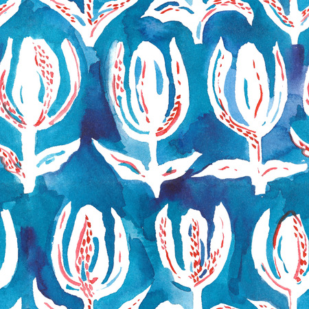 Seamless flower pattern with tulipsの写真素材