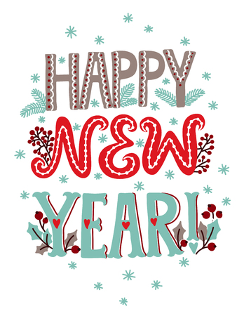 Happy new year lettering cardの写真素材