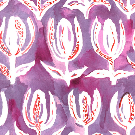 Seamless flower pattern with tulipsの写真素材