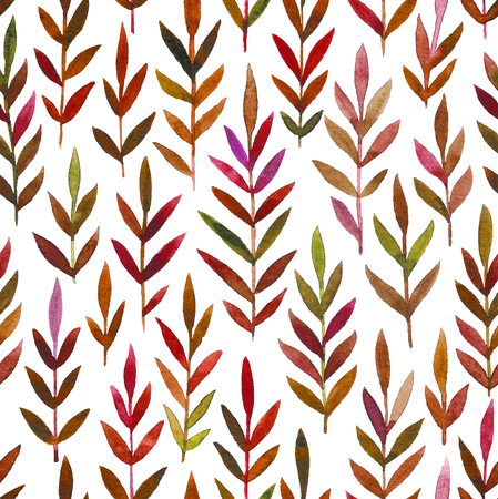 Watercolor seamless pattern with hand drawn herbal branches.の写真素材