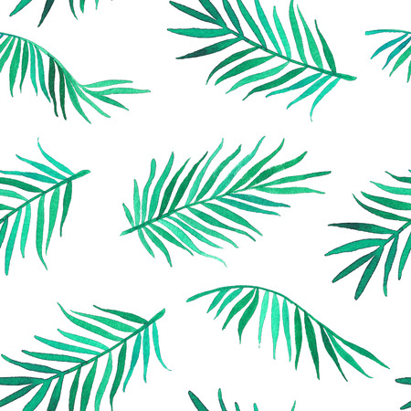Watercolor seamless pattern with palm leavesの写真素材
