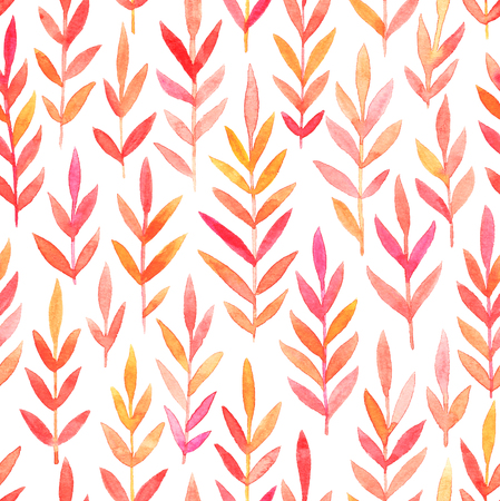 Watercolor seamless pattern with hand drawn herbal branches.の写真素材