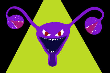 Punk aesthetic inspiration art of an angry uterus