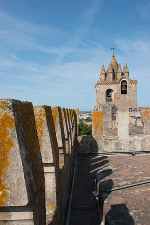 Beautiful experience of walking on the roof of the Cathedral at Evora, Portugal, Europe