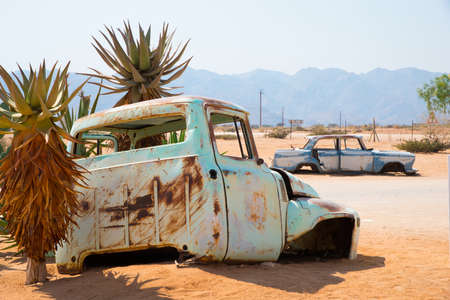 Sossusvlei, Namibia; 08182026: Beautiful abandoned car in a namibian desert.のeditorial素材