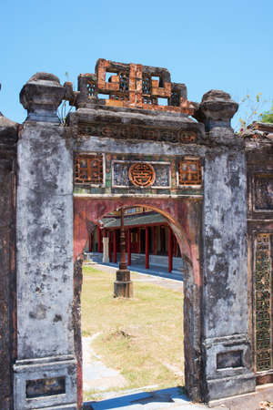 Beautiful door to the citadel at Hue. Stone arch. Vietnam, Asiaのeditorial素材
