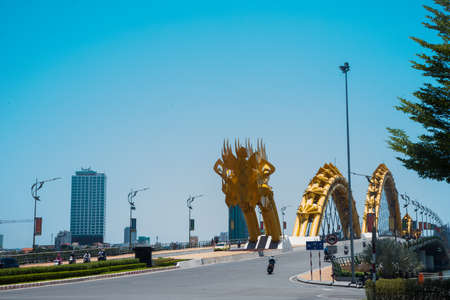 Dragon bridge in a sunny day. Da Nang, Vietnam. Asiaの写真素材