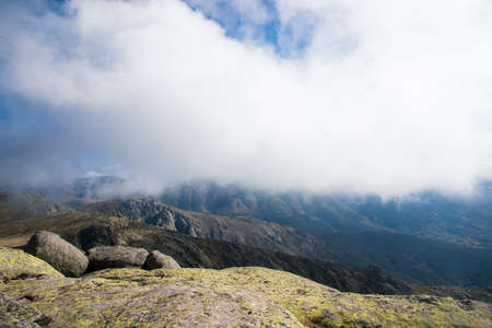 Beautiful aerial landscape in a cloudy day. Gredos Park. Spainの写真素材
