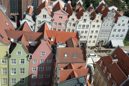 Aerial view of Gdansk traditional houses. Poland, Europeのeditorial素材