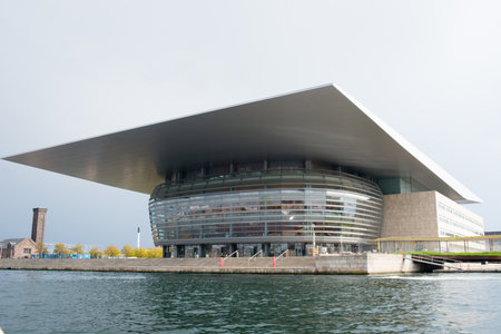 Copenhagen Opera House in Denmark . Picture from a boat