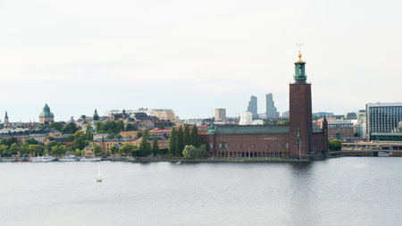 Beautiful aerial view of Stockholm city hall. Swedenの写真素材