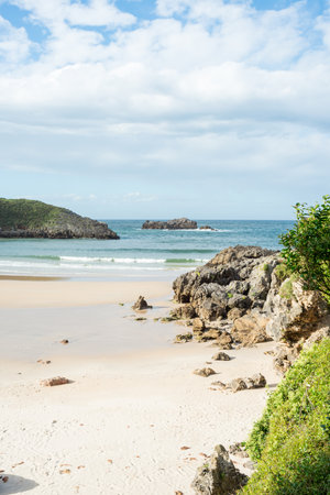 Beautiful view of Barro beach, in Llanes. No people. Asturias, Spainの写真素材