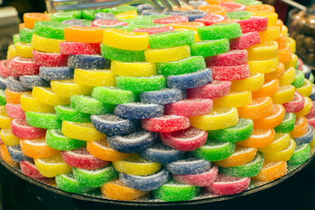 Background. Colorful construction with candy sweets.の写真素材