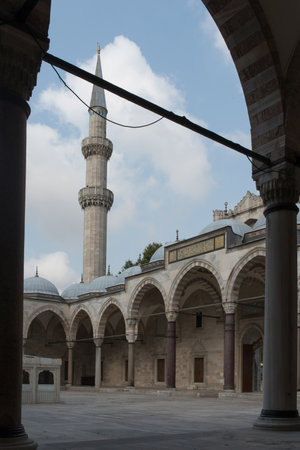 Courtyard at Suleimanye the magnificent Mosque. No people. Istanbul, Turkeyの写真素材