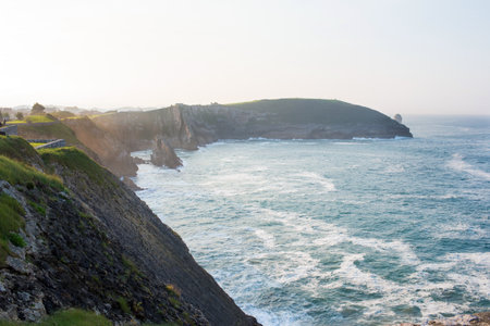 Saint PeterÂ´s walk cliffs and sea at Llanes. Asturias, Spainの写真素材