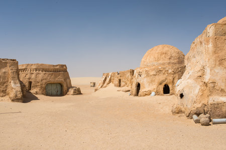 View of Tatooine - Ong jmel - western Tunisia- Tozeur governorate- Tunisiaの写真素材