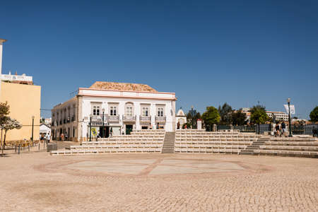 Tavira, Portugal; August 2020: Republic Square in this Algarve town.のeditorial素材
