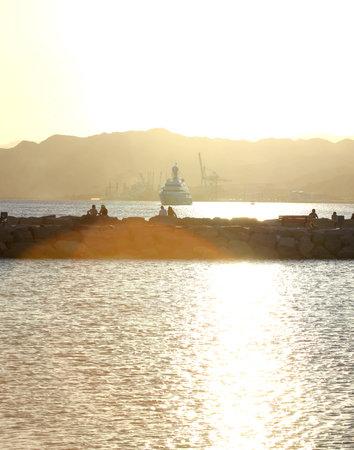  Sunset over the mountains and the sea の写真素材