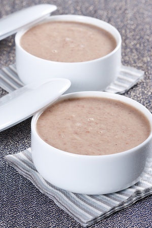 Cream soup with mushrooms and beanの写真素材