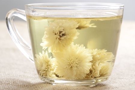 A cup of flower tea, from chrysanthemumsの写真素材