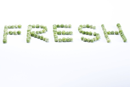 Word fresh created from peas on a white background
の写真素材