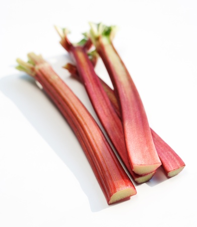 Fresh organic rhubarb isolated on white background の写真素材