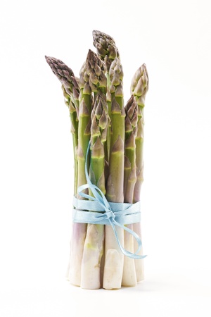 Raw asparagus on white backgroundの写真素材