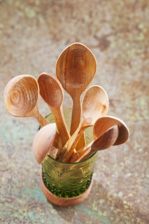Still life of wooden cooking utensilsの写真素材