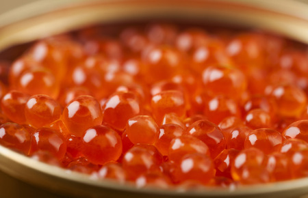 Delicious red salmon caviar macro photoの写真素材