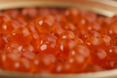 Delicious red salmon caviar macro photoの写真素材