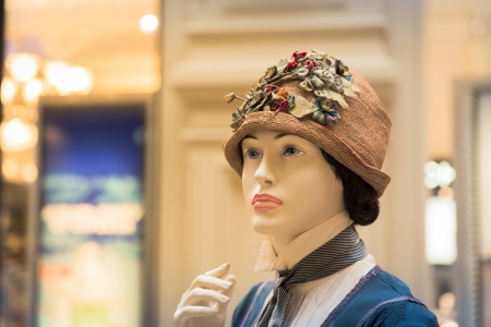 mannequin wearing  clothes of retro collection in shopping mall