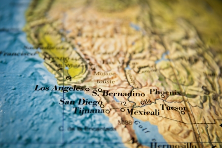 California map part of a world globeの写真素材