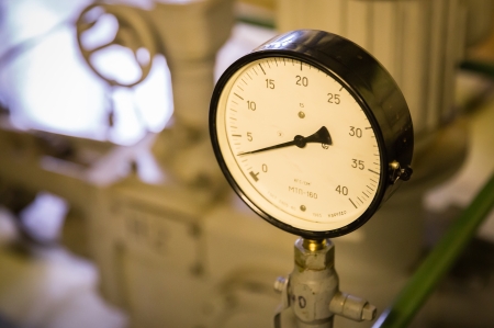 Close-up of a pressure gauge instrument