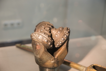 Detail of the cutting cones from an oil rig drill bitの写真素材