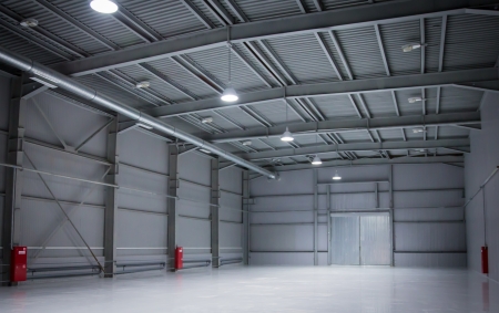 empty room of modern storehouse with gatesのeditorial素材
