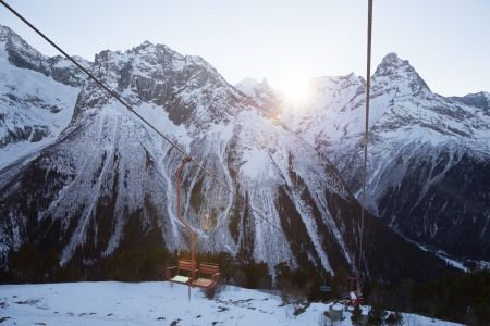 mountains of Russian Dombay, Caucasus Ski Resortの写真素材