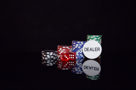Multicolored casino chips for playing poker